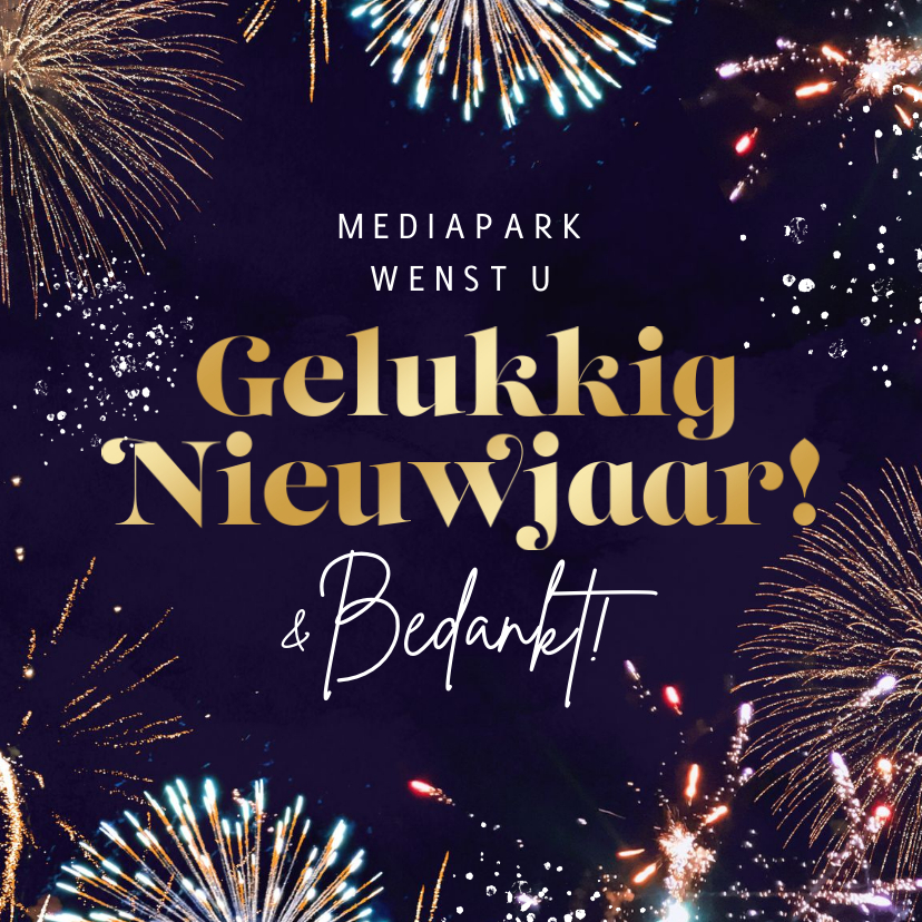 Nieuwjaarskaart gelukkig nieuwjaar vuurwerk Kaartje2go