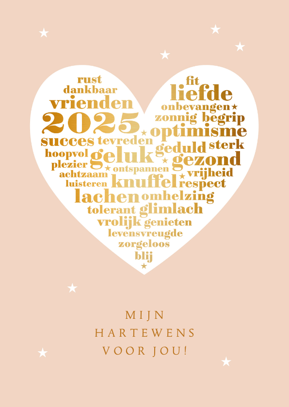 Nieuwjaarskaarten - Nieuwjaarskaart hartewens