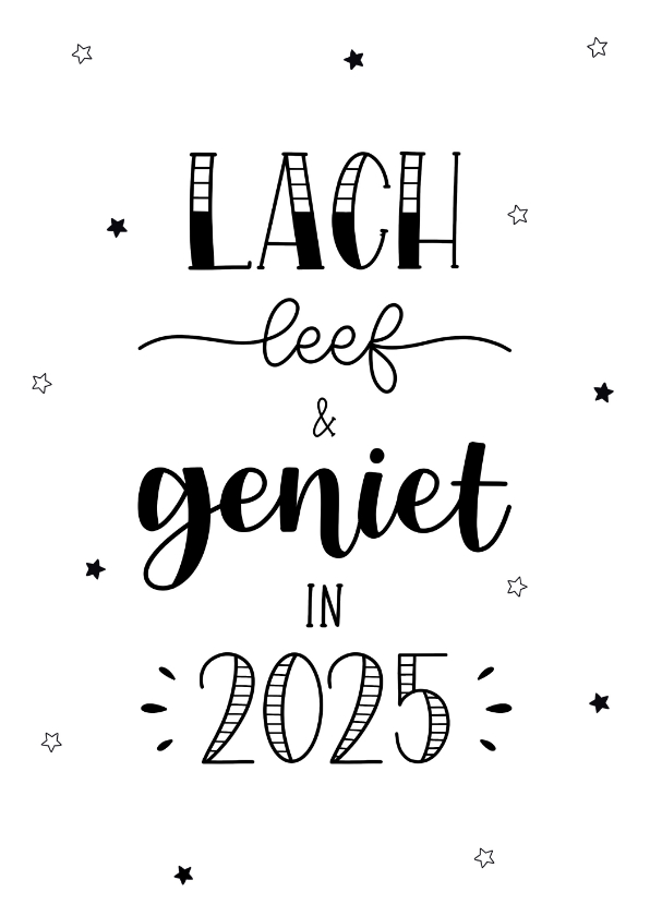 Nieuwjaarskaarten - Nieuwjaarskaart lach leef en geniet 