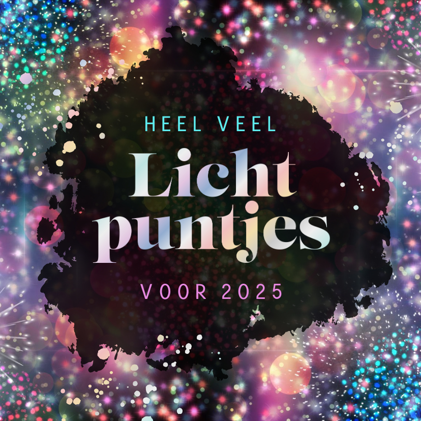 Nieuwjaarskaarten - Nieuwjaarskaart lichtpuntjes vuurwerk holografisch 2025