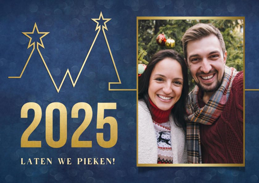 Nieuwjaarskaarten - Nieuwjaarskaart - pieken in 2025 met kerstboom grafiek