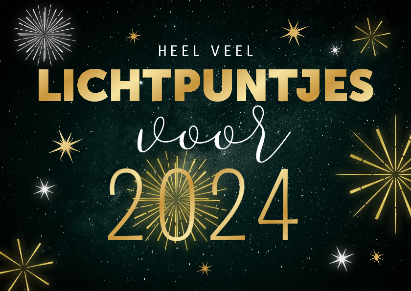 Nieuwjaarskaart veel lichtpuntjes in 2024 Kaartje2go