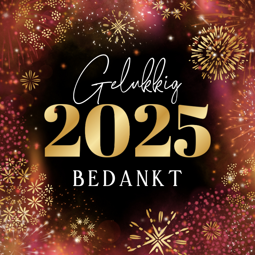 Nieuwjaarskaarten - Nieuwjaarskaart zakelijk vuurwerk goud 2025 sprankelend