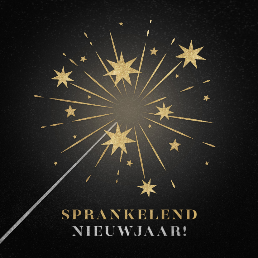 Nieuwjaarskaarten - Sprankelende nieuwjaarskaart met sterretje vuurwerk