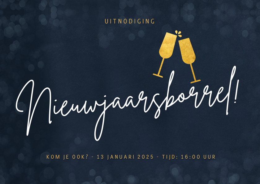 Nieuwjaarskaarten - Uitnodiging nieuwjaarsborrel voor personeel 