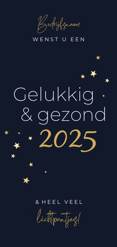 Nieuwjaarskaarten - Zakelijke nieuwjaarskaart gouden sterretjes 2025