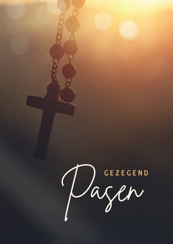 Paaskaarten - Christelijke paaskaart met rozenkrans - gezegend pasen