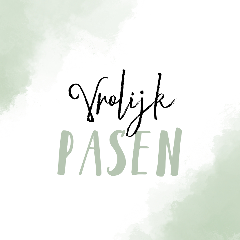 Paaskaarten - Paaskaart Vrolijk Pasen met mint-groene achtergrond