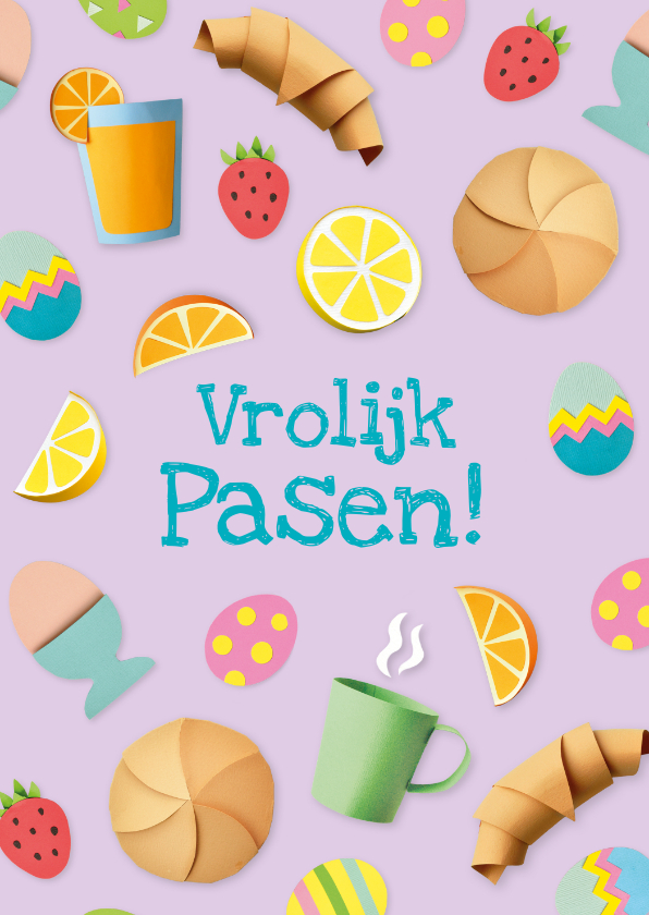 Paaskaarten - Paaskaart vrolijke pasen ontbijt