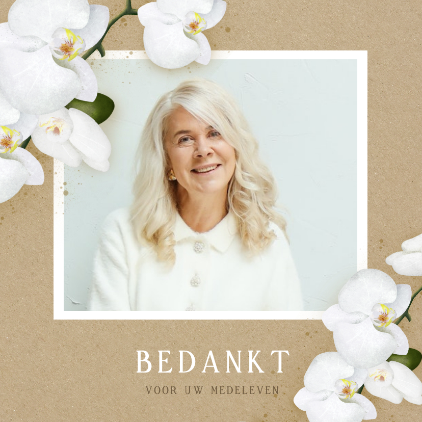 Rouwkaarten - Moderne rouw bedankkaart met illustratie van een orchidee