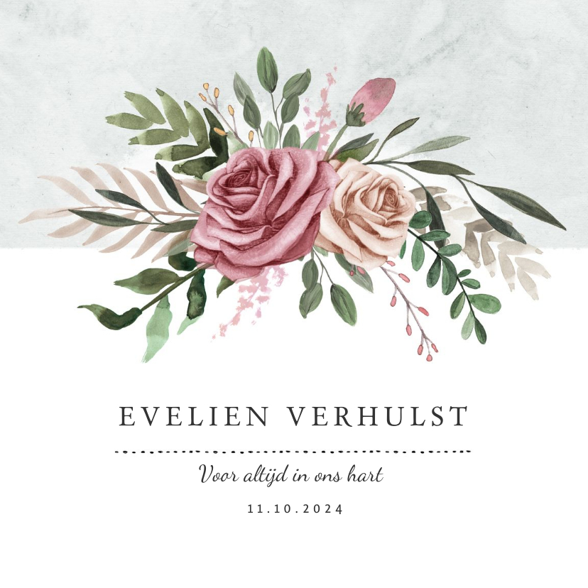 Rouwkaarten - Rouwkaart vintage stijlvol klassiek bloemen