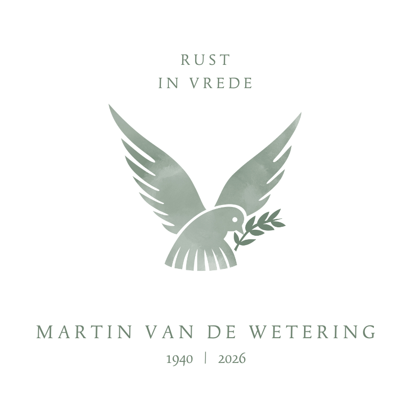 Rouwkaarten - Rouwkaart Vredesduif - rust in vrede