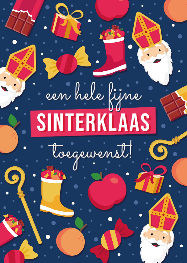 Sinterklaaskaarten - Gezellige Sinterklaas kaart met illustraties van sint 