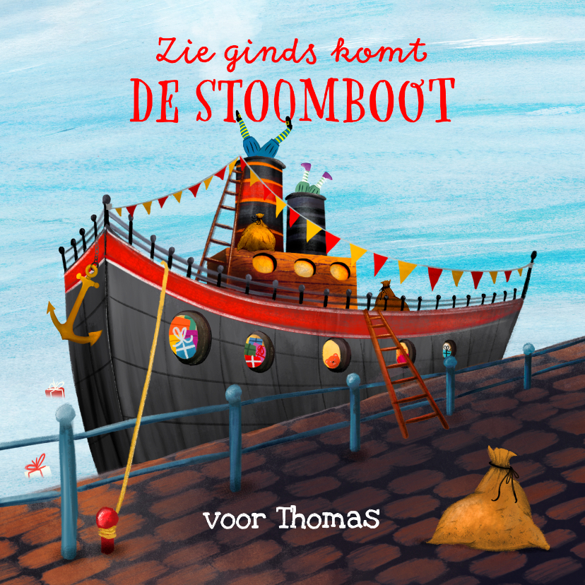 Sinterklaaskaarten - Sinterklaaskaart met stoomboot