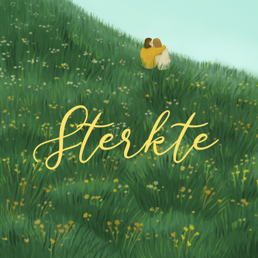 Sterkte kaarten - Sterkte kaart dikke knuffel in graslandschap