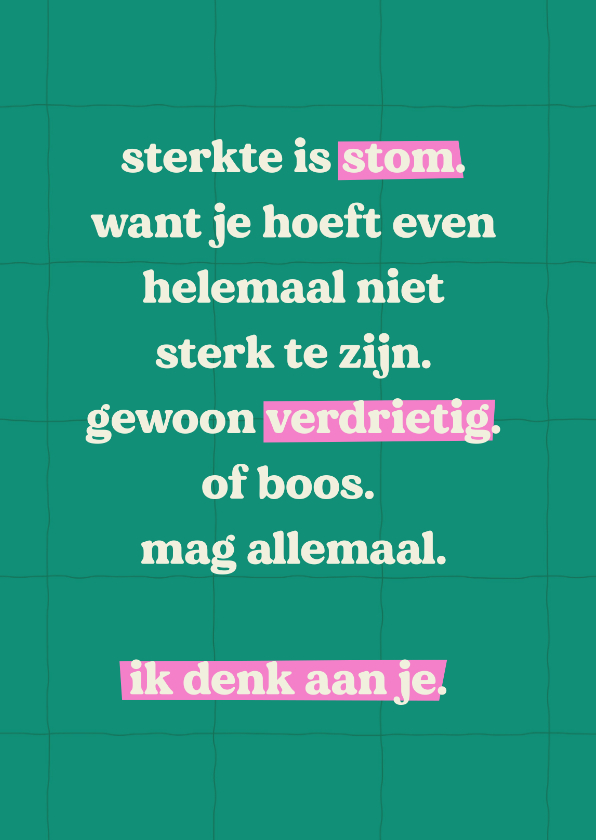 Sterkte kaarten - Sterkte kaart Pink Ribbon sterkte is stom