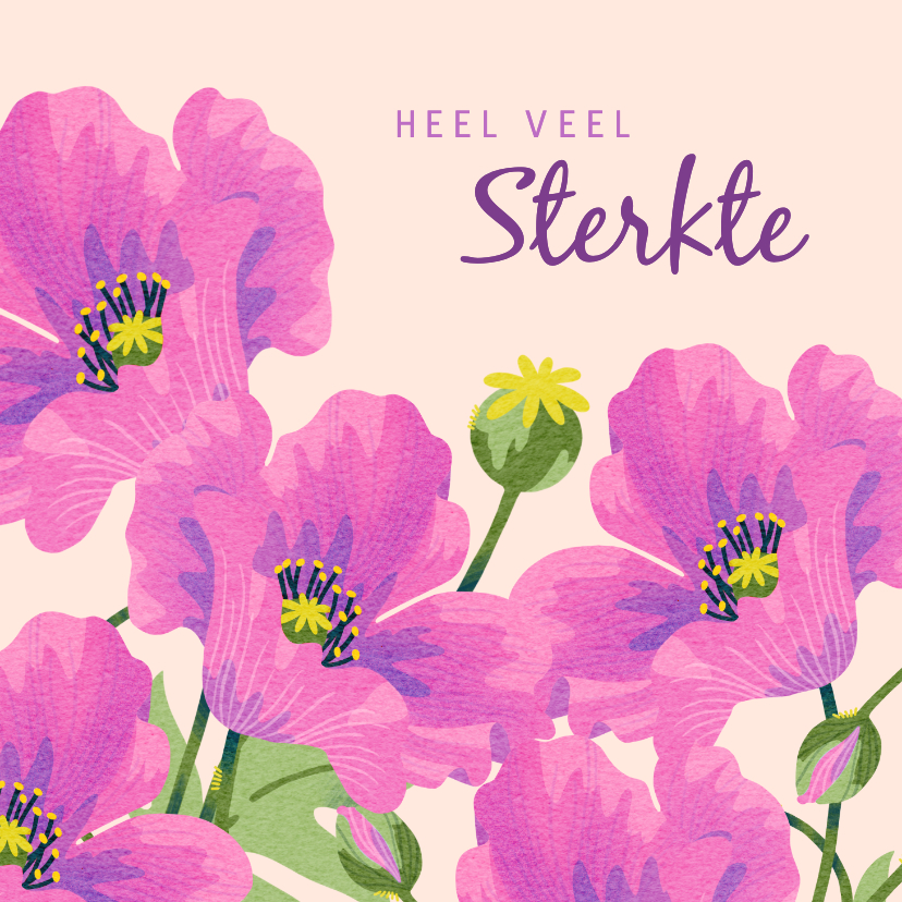 Sterkte kaarten - Sterkte kaart roze bloemen klaprozen