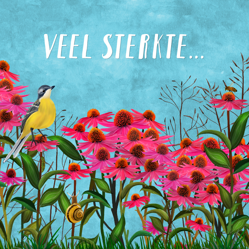 Sterkte kaarten - Sterktekaart Bloem met vogel 