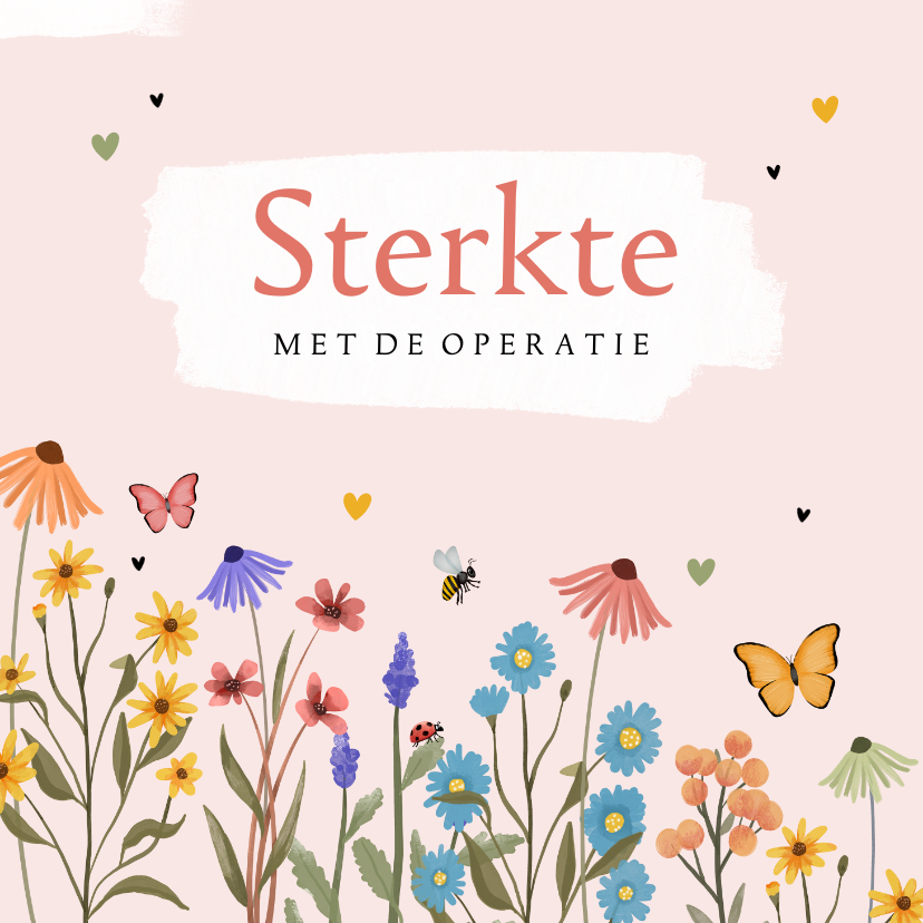 Sterkte kaarten - Sterktekaart kleurrijke wilde bloemen hartjes