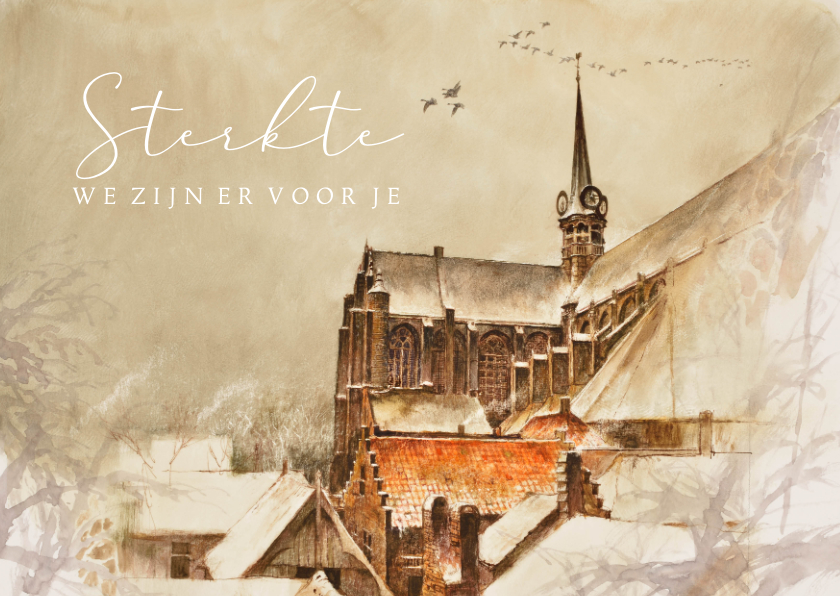 Sterkte kaarten - Sterktekaart met besneeuwde kerk