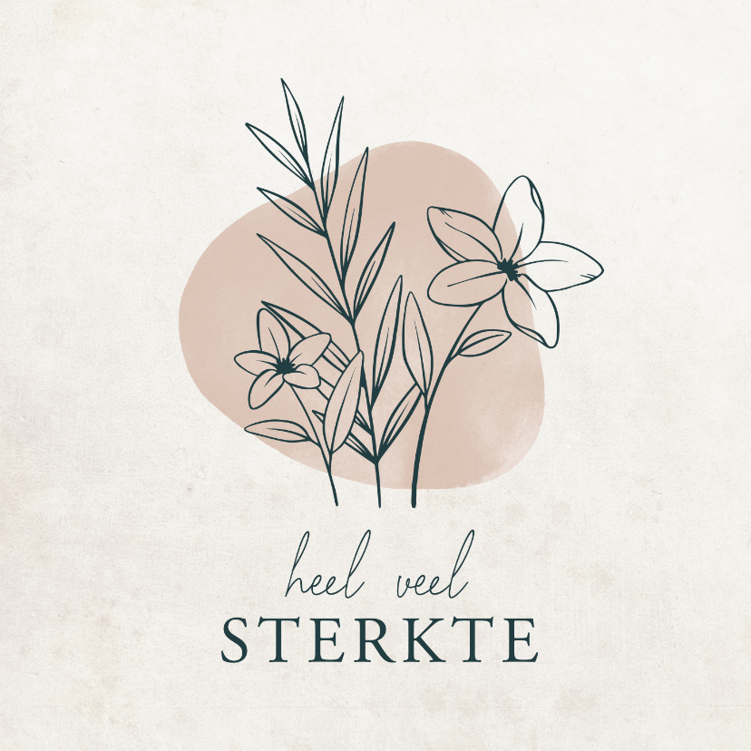 Sterkte kaarten - Sterktekaart met bloemen lijntekening