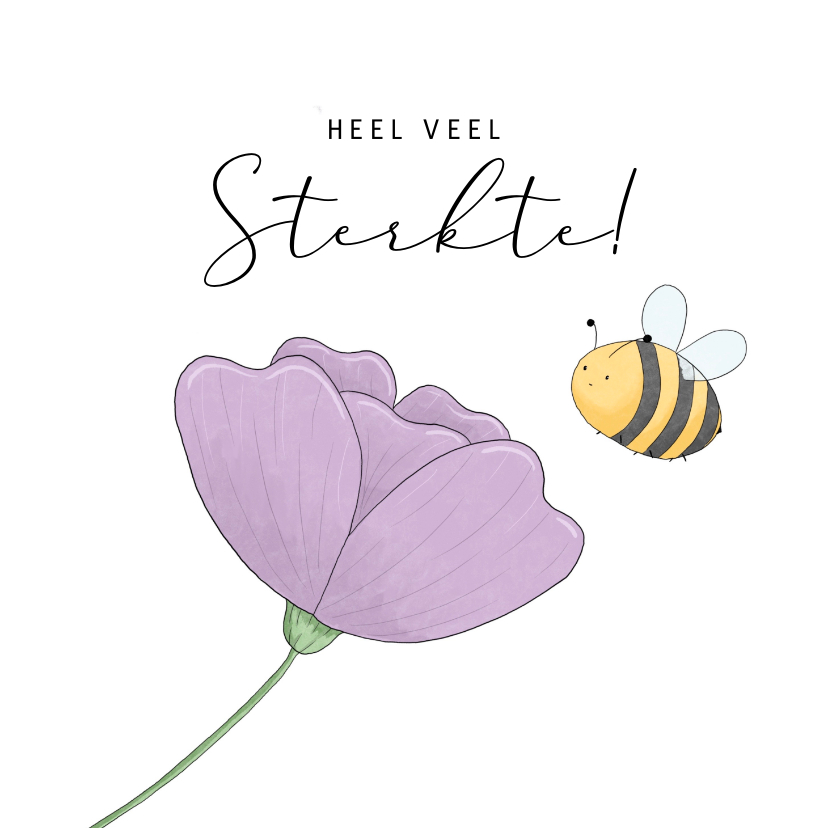 Sterkte kaarten - Sterktekaart met stijlvolle illustratie van een bloem