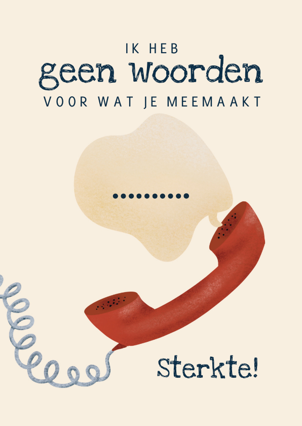 Sterkte kaarten - Sterktekaart met telefoon en de tekst 'geen woorden'