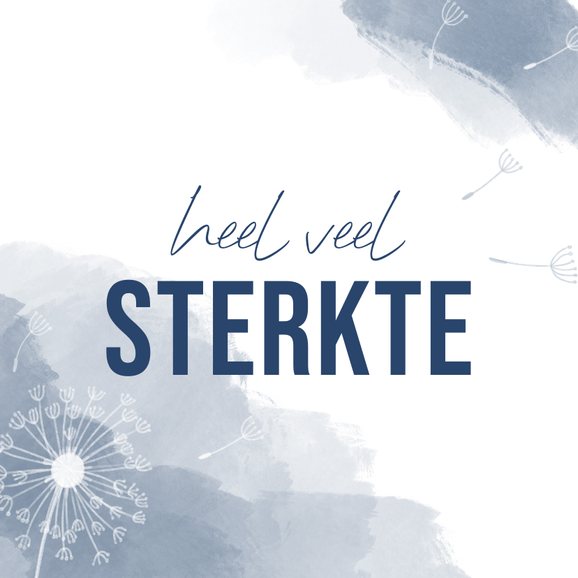 Sterkte kaarten - Sterktekaartje blauw waterverf paardenbloem veel sterkt