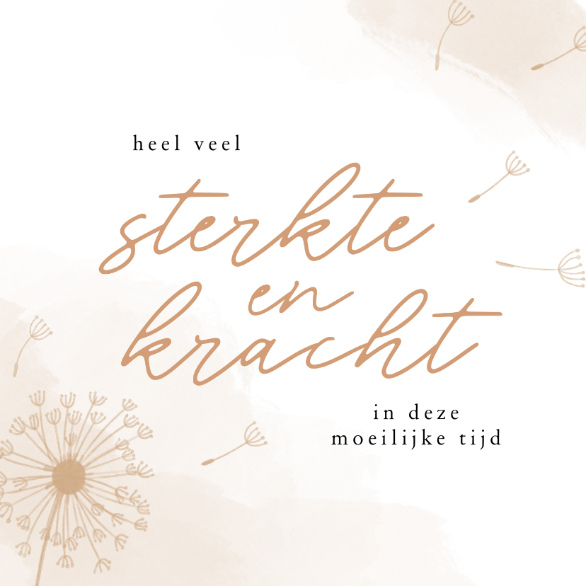 Sterkte kaarten - Sterktekaartje kracht en sterkte paardenbloem wind beige