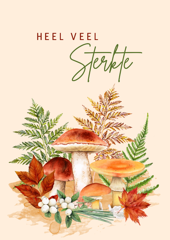 Sterkte kaarten - Sterktekaartje met paddestoelen in de herfst