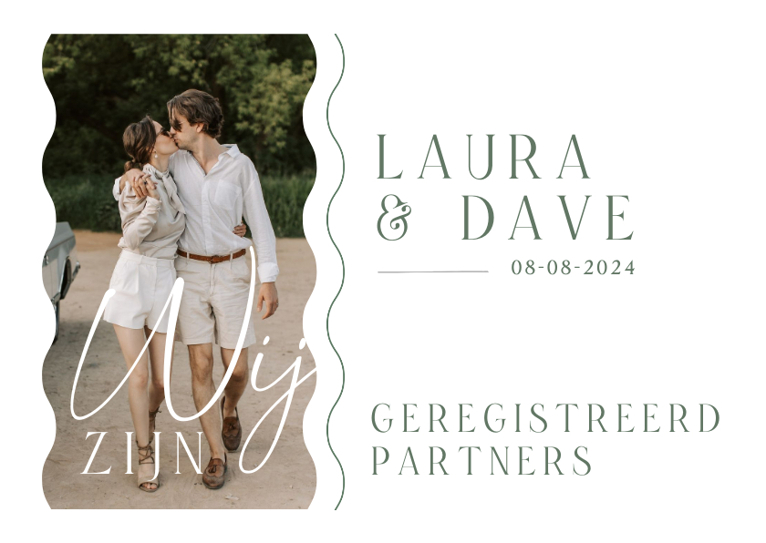 Trouwkaarten - Geregistreerd partnerschap minimalistisch golven foto