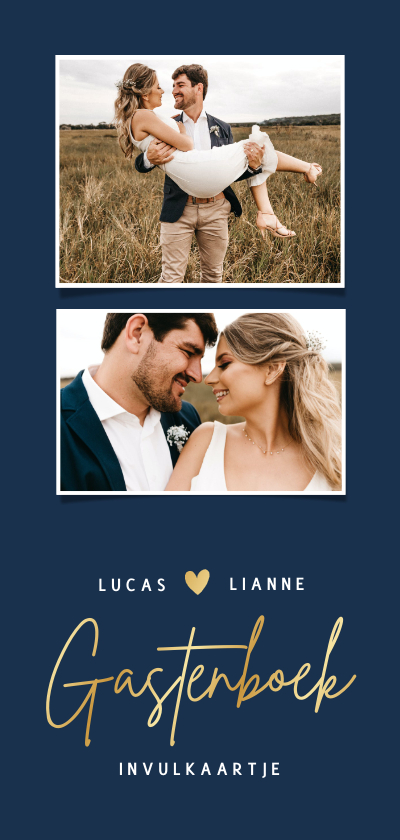 Trouwkaarten - Langwerpig gastenboek invulkaartje voor een bruiloft 