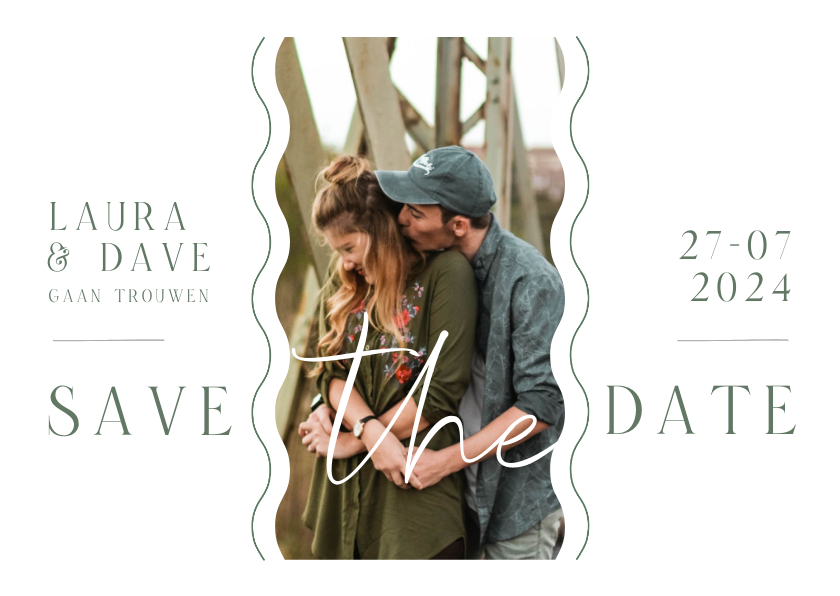 Trouwkaarten - Save the date kaart golf vormen trend foto grafisch