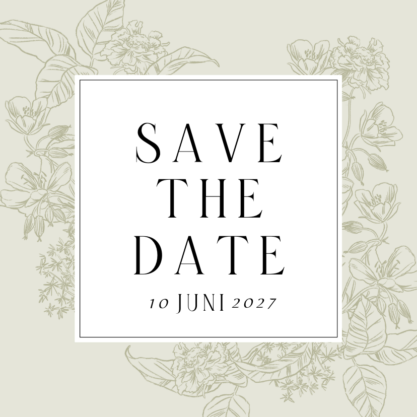 Trouwkaarten - Save the date kaart klassiek stijlvol kader botanisch