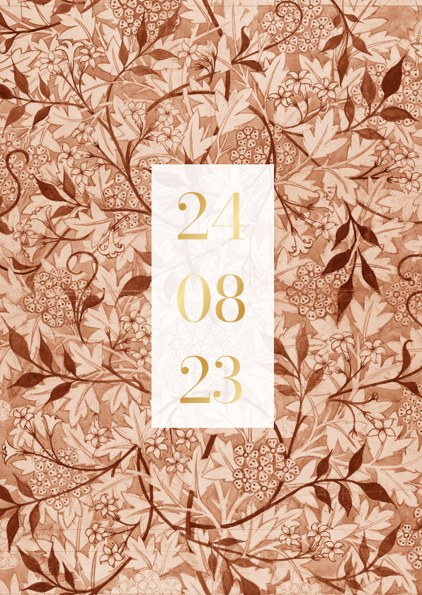 Trouwkaarten - Save the date met vintage patroon blaadjes en wit vlak