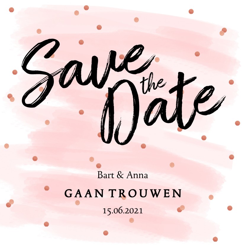 Trouwkaarten - Save the date kaart confetti aquarel