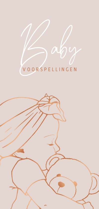 Uitnodigingen - Babyshower invulkaartje met lijnillustratie van meisje