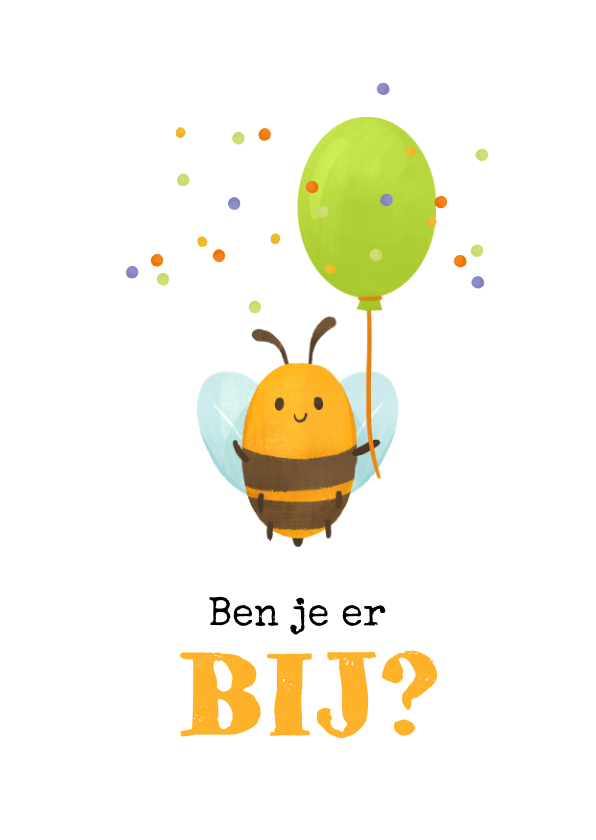 Uitnodigingen - Grappige uitnodigingskaart bij confetti ballon feestje