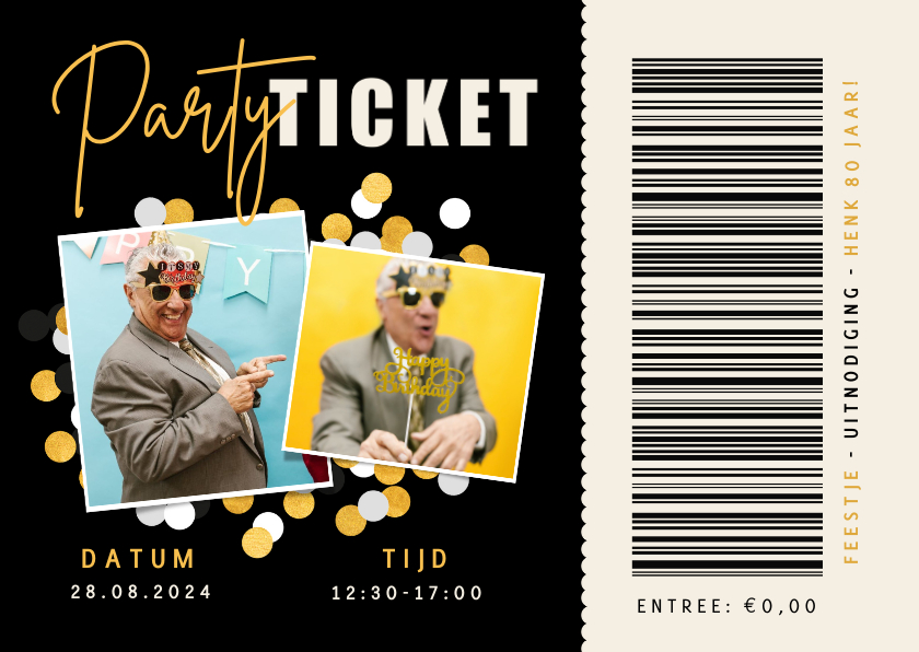 Uitnodigingen - Party ticket uitnodiging verjaardag als een entreebewijs