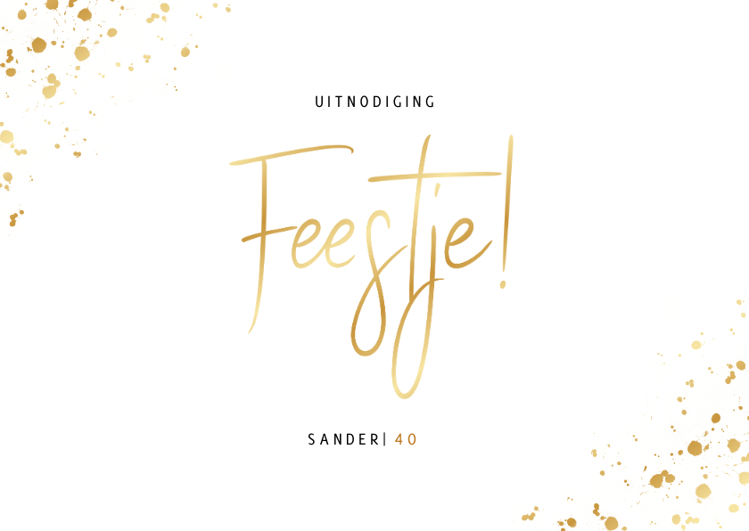 Uitnodigingen - Stijlvolle uitnodiging verjaardagsfeest goudlook