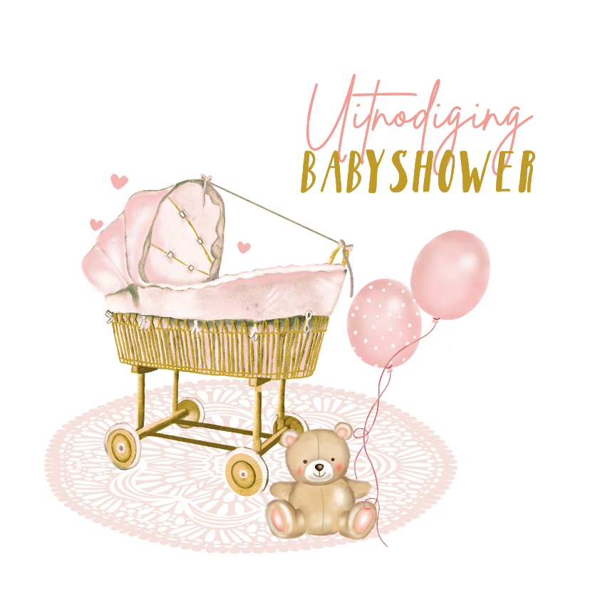 Uitnodigingen - Uitnodiging babyshower wiegje 