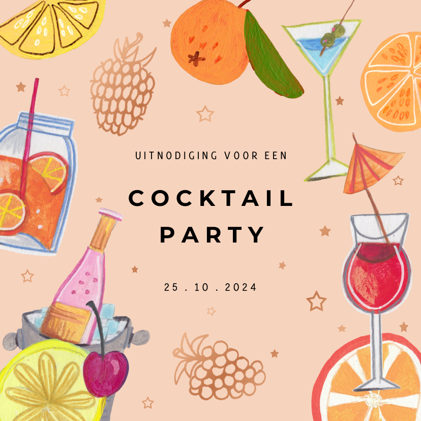 Uitnodigingen - Uitnodiging cocktail party en sterren