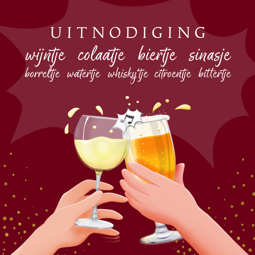 Uitnodigingen - Uitnodiging feest met tekst van drankjes