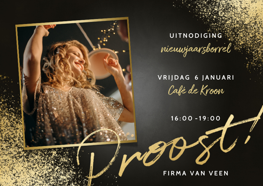 Uitnodigingen - Uitnodiging nieuwjaarsborrel foto proost