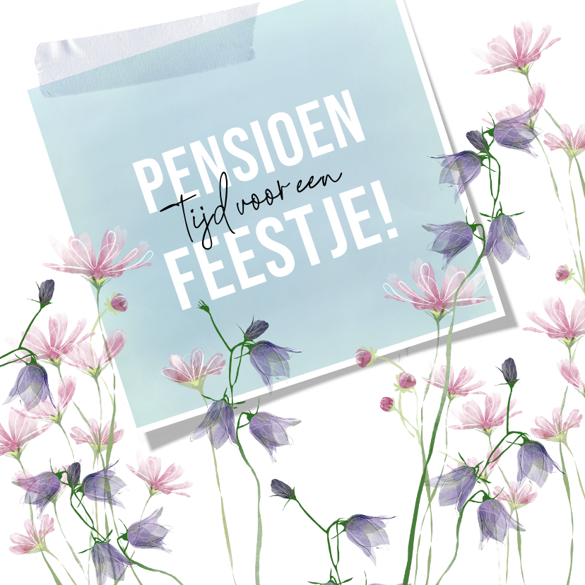 Uitnodigingen - Uitnodiging pensioen met veldbloemen