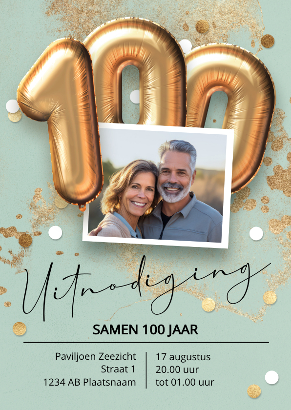 Uitnodigingen - Uitnodiging samen 100 jaar verjaardag feest