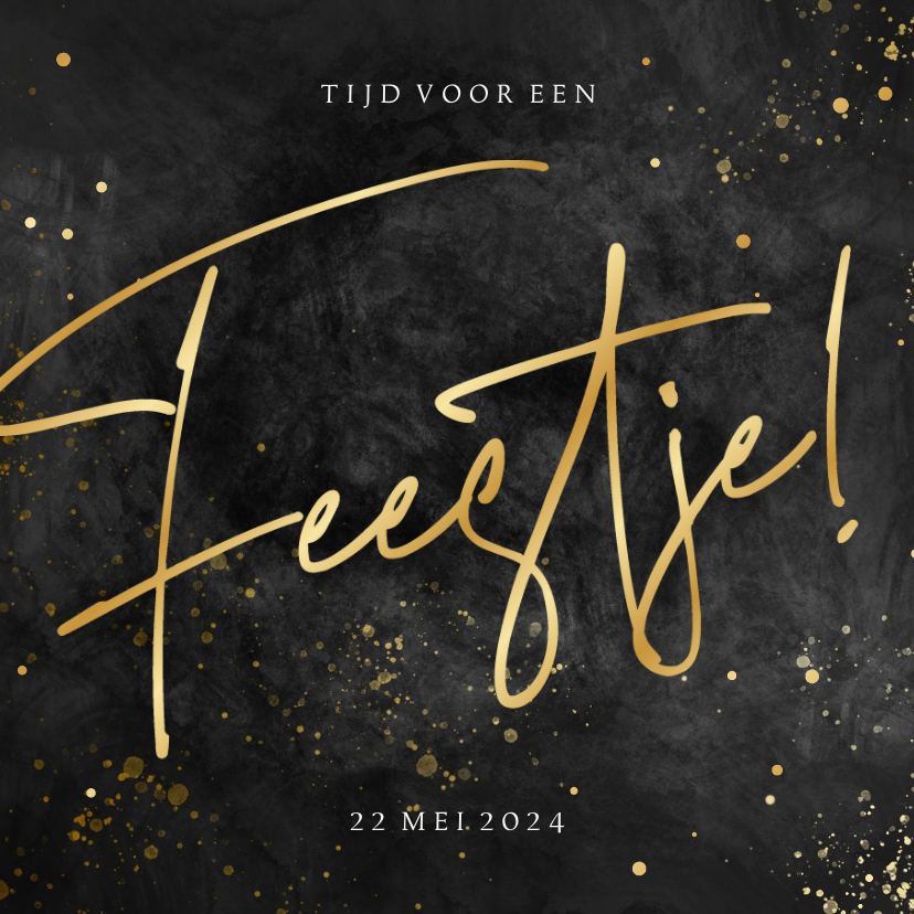 Uitnodigingen - Uitnodiging tijd voor een feestje met gouden spetters