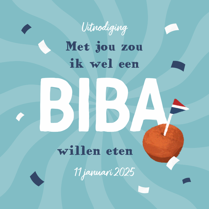 Uitnodigingen - Uitnodiging verjaardag feestje borrel biba confetti