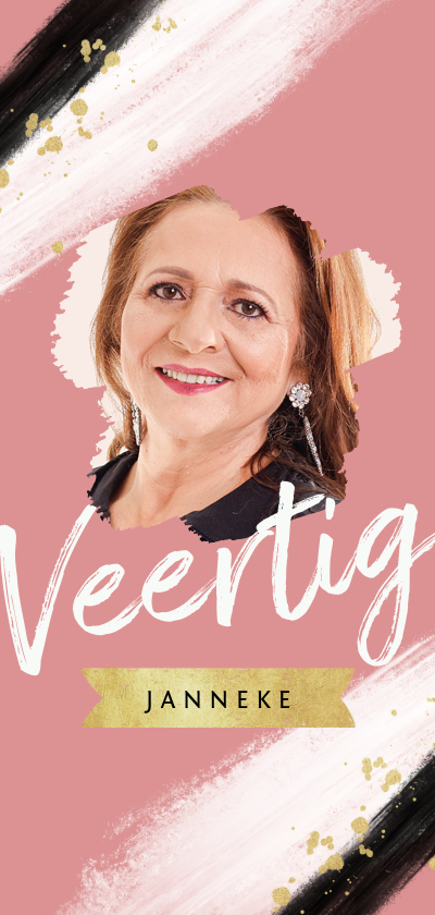 Uitnodigingen -  Uitnodiging verjaardag vrouw verf stijlvol hip