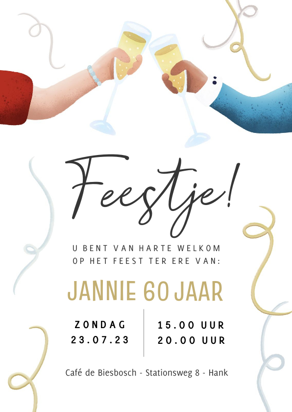 Uitnodigingen - Uitnodiging voor een verjaardagsfeest met proostende handen